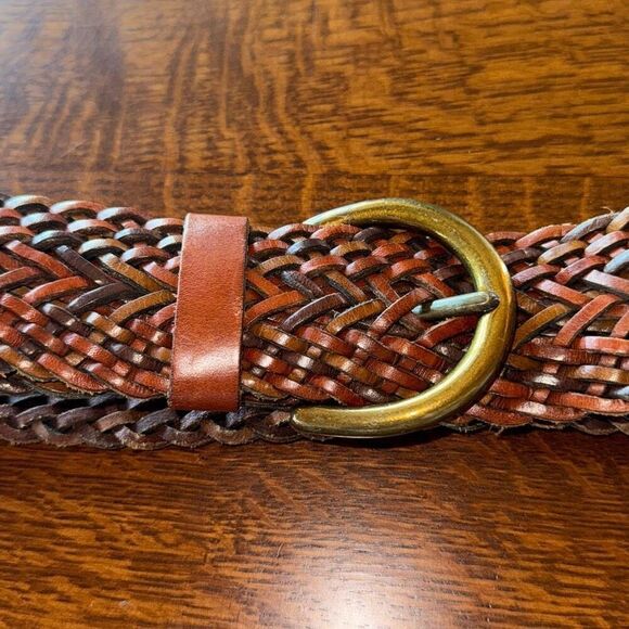 Vintage Fossil Wide Woven Leather Belt Women’s Size Small - Picture 1 of 13
